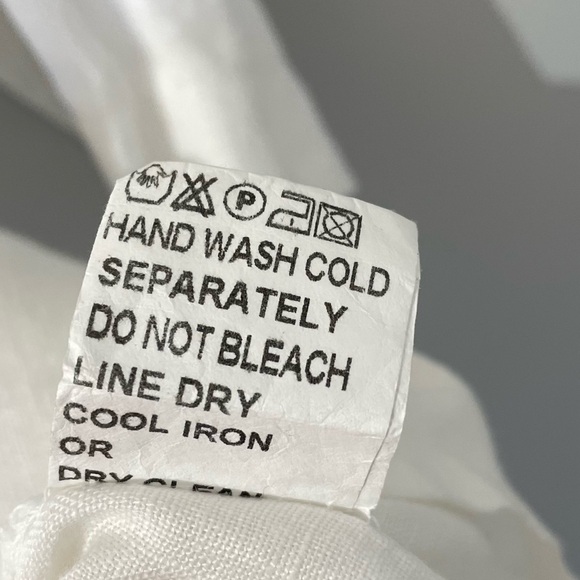 Carla Conti 100% Linen Dress Sz S White Long Sleeve Boho Sequin Italian Vacation - Picture 13 of 13